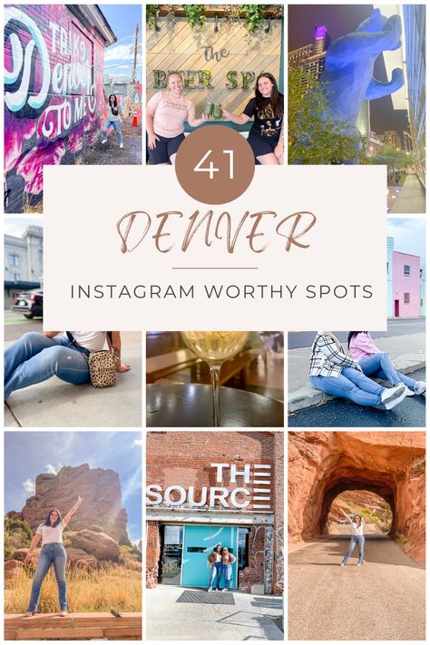 41 of the best photo spots in Denver Denver Picture Ideas, Denver Photo Shoot Locations, Downtown Denver Photoshoot, Denver Instagram Spots, Baecation Ideas, Denver Colorado Vacation, Denver Photoshoot, Senior Pictures Places, Denver Trip