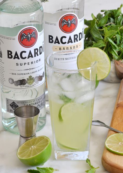 Cooking with Manuela: Mojito Cocktail with Bacardi Rum and Limoncello Drinks With Bacardi Rum, Bacardi Drinks, Vodka Sangria, Mixed Cocktails, Rum Drinks Recipes, Rum Punch Recipes, Cocktail Appetizers, Bacardi Rum, Mojito Cocktail