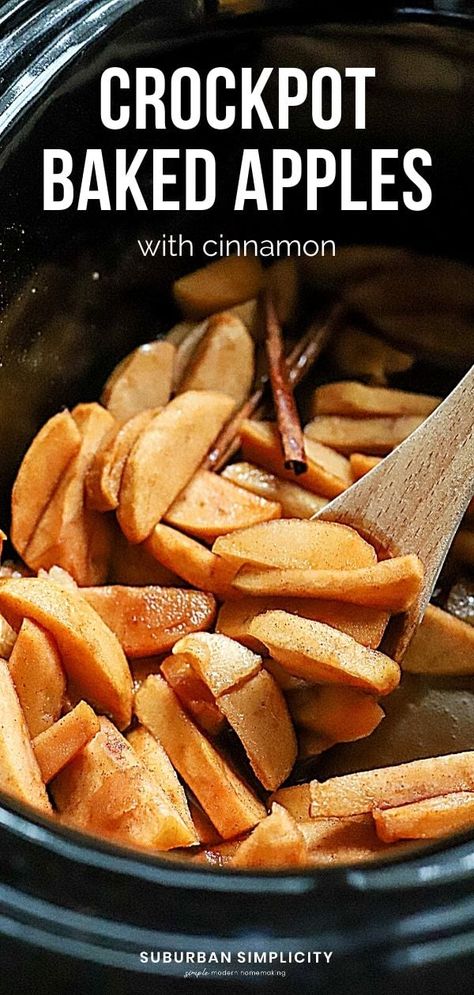 Crockpot Apples, Crockpot Baked Apples, Cinnamon Recipe, Baked Apple Dessert, Baked Apple Recipes, Slow Cooker Baking, Slow Cooker Apples, Dessert Healthy, Cinnamon Recipes