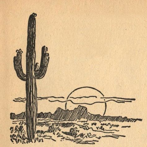 Wild West Aesthetic Drawing, Western Desert Wallpaper, Desert Cowboy Tattoo, Punchy Wall Art, Western Scenery Tattoo, Mexican Cowboy Drawing, Western Style Drawing, Western Aesthetic Drawing, Cool Western Drawings