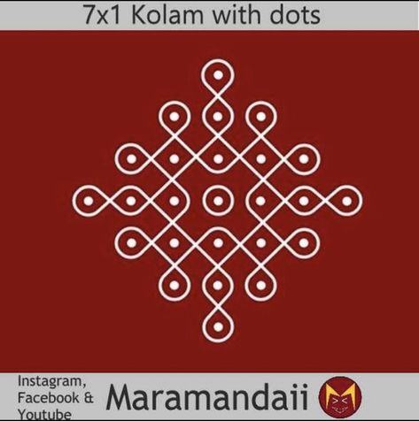 Sikku Kolam Border Designs, 7 Dots Kolam, Sikku Kolam Simple, Kolam Designs Dots, Design Muggulu, Kolam Dots, Pattern Design Drawing, Kambi Kolam, Easy Rangoli Designs Videos