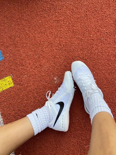 Running Spikes Aesthetic, Cute Spikes For Track, Athleticism Aesthetic, Track Season Aesthetic, Track Spikes Aesthetic, Track Hurdles, Track Szn, Track Workout Training, Hurdles Track