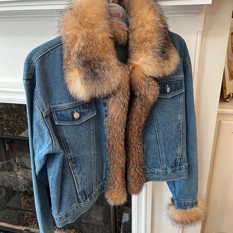 Custom Made Jean Jacket With Real Fox Trim. Perfect For The A Little Dressier Denim Days. Denim Jacket With Fur, Jacket Fur, Denim Day, Trim Color, Fur Trim, Jean Jacket, Denim Jacket, Custom Made, Color Blue