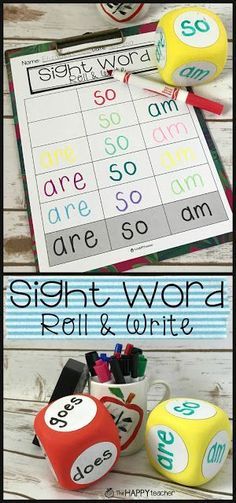 Roll And Write, Sight Word Centers, Sight Word Fun, Teaching Sight Words, Rainbow Writing, Kindergarten Centers, Sight Words Kindergarten, Sight Word Practice, Roll The Dice