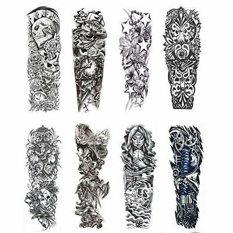 Voll Arm-tattoos, Fake Tattoo Sleeves, Totem Tattoo, Tattoos For Men And Women, Skull Sleeve, Skull Sleeve Tattoos, Arm Temporary Tattoos, Temporary Tattoo Sleeves, Men Tattoos Arm Sleeve