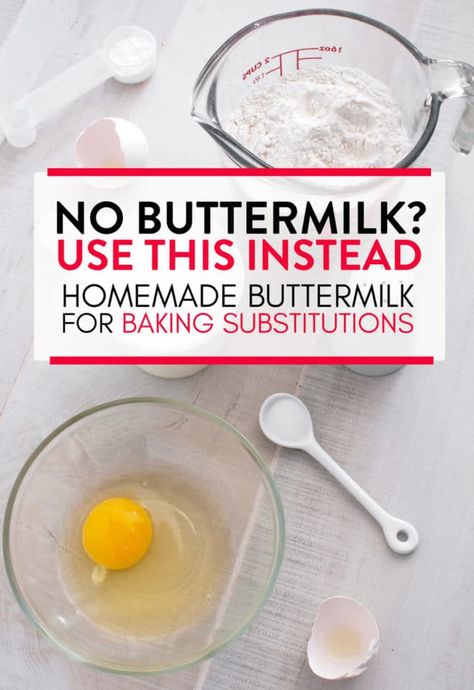 No buttermilk? No problem. Here's a few ideas for a buttermilk substitution for baking. It's an ingredient that's easy to substitute for fluffy pancakes, cakes, and favorite baking recipes. #thebewitchinkitchen #buttermilk #buttermilksubstitute #buttermilksubstitution #bakingswaps #bakingsubstitutions Buttermilk Cake Recipes, Substitute For Buttermilk, Buttermilk Alternative, Strawberry Rhubarb Pie Filling, Buttermilk Uses, Baking Swaps, Buttermilk Substitute, Baking Conversions, Buttermilk Cake