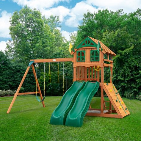 Gorilla Playsets, Yellow Slides, Backyard Playset, Backyard Swings, Cedar Lumber, Wooden Playset, Wooden Swing, Wood Roof, Playset Outdoor