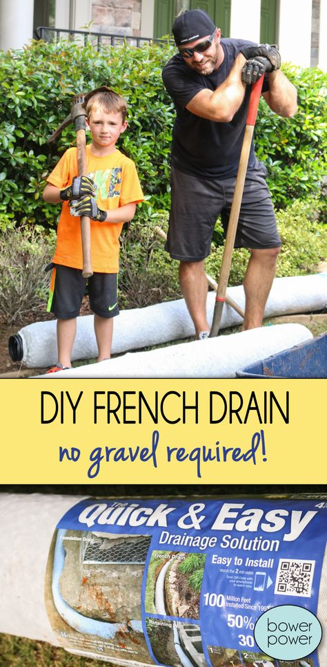 Diy French Drain, Yard Drainage Solutions, French Drain Diy, Yard Drain, French Drain Installation, Gutter Drainage, Landscape Bricks, Backyard Drainage, Yard Drainage