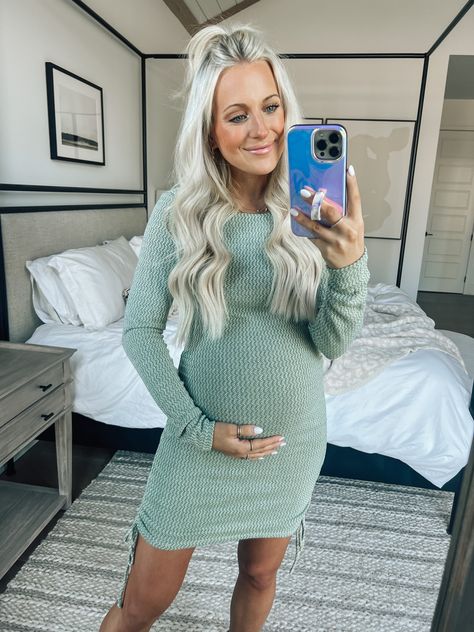 Holly Knit Mini Dress curated on LTK Green Sweater Dress Outfit, Casual Maternity Dress, Outfits For Winter, Green Sweater Dress, Sweater Dress Outfit, Maternity Outfits, Casual Maternity, Pregnancy Outfits, Knit Mini Dress