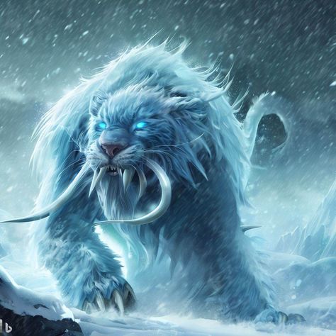 Ice Creature, Snow Animals, Mythical Creatures Fantasy, Mystical Animals, Dark Creatures, Fantasy Beasts, Forest Creatures, Fantasy Creatures Art, Fantasy Monster