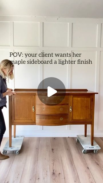 Refinished Maple Furniture, Mcm Cabinet Makeover, How To Paint Wooden Furniture, Painting A Sideboard, Buffet Table Redo Diy Projects, Diy Sideboard Makeover, Rub And Buff On Wood, How To Paint Wash Furniture, Refinishing Maple Furniture