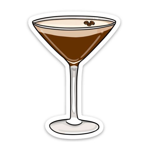 Espresso Martini cocktail sticker. Great gift for a bartender or cocktail enthusiast. #cocktail #espressomartini #bartender . #Espresso_Martini_Tattoo_Small #Espresso_Martini_Drawing #Restaurant_Stickers #Beer_Pong_Table_Diy Espresso Martini Tattoo Small, Espresso Martini Embroidery, Espresso Martini Drawing, Drinks Stickers, Beer Pong Table Diy, Iced Coffee Sticker, Custom Hard Hats, Trendy Drinks, Espresso Martini Cocktail