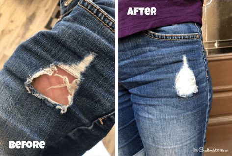 Distressed Jeans Patching, How To Fix Distressed Jeans Hole, Fixing Holes In Jeans, Repair Ripped Jeans Knee, How To Fix Ripped Jeans, Patching Ripped Jeans, Repair Ripped Jeans, Repairing Jeans, Fix Ripped Jeans