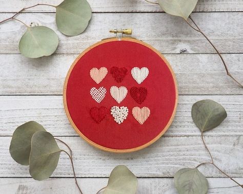 Heart Embroidery Patterns, Valentines Embroidery Patterns, Start Embroidery, Valentines Day Embroidery, Valentines Embroidery, Valentines Embroidery Designs, Broderie Simple, Valentine Embroidery, Hand Embroidery Patterns Free