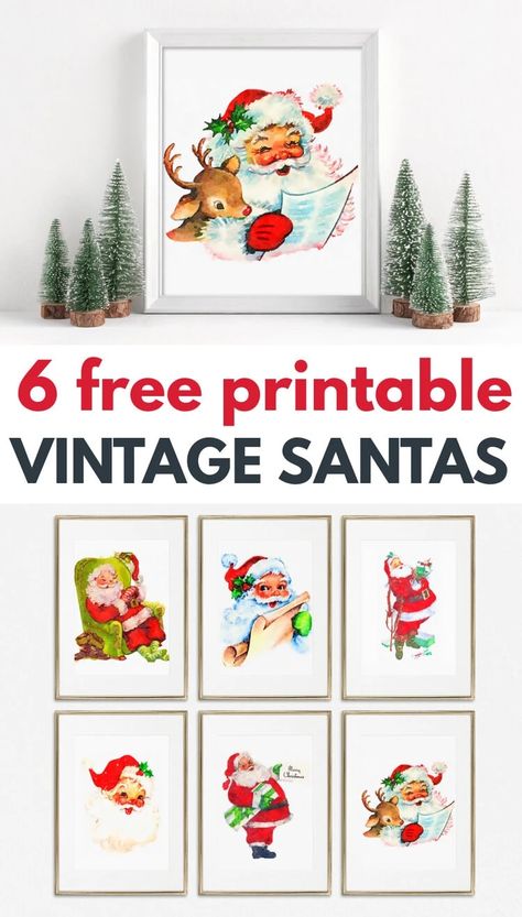 Free Christmas Printables: Vintage Santa Illustrations Christmas Prints Free, Free Christmas Printables Vintage, Japan Illustration, Christmas Craft Fair, Free Printable Wall Art, Vintage Christmas Images, Easy Christmas Gifts, Free Christmas Printables, Christmas Printable