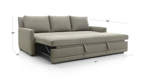 Reston Queen Sleeper Sofa | Crate and Barrel Most Comfortable Sleeper Sofa, Fold Out Couch, Loveseat Sofa Bed, Sofa Bar, Sofa Bed Furniture, Nyc Apt, Queen Sleeper Sofa, Modern Sleeper Sofa, Size Sofa