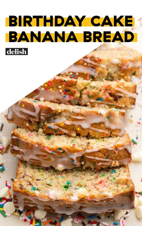 Don't Wait For Your Birthday To Make This Banana BreadDelish Birthday Cake Banana, Cake Banana Bread, Midnight Cravings, Yummy Bread, Baked Breads, Cake Banana, Shortcake Recipe, Banana Bread Recipe, Delish Recipes