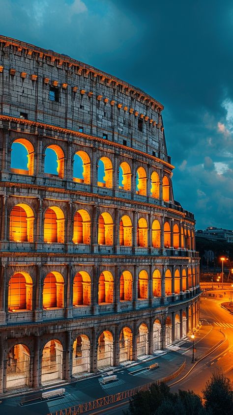 Illuminated Ancient Colosseum: The majestic Roman Colosseum stands illuminated at twilight, showcasing its architectural grandeur against the evening sky. #colosseum #roman #architecture #illuminated #twilight #aiart #aiphoto #stockcake ⬇️ Download and 📝 Prompt 👉 https://ayr.app/l/deuF Ancient Wallpaper, Roman Colosseum, Building Aesthetic, Roman Architecture, Architecture Design Drawing, Evening Sky, City Wallpaper, Pretty Wallpapers Backgrounds, Wallpapers Backgrounds