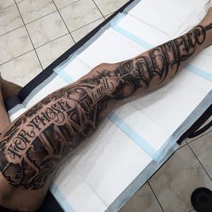 Tattoo uploaded by Ross Howerton | "Nothing else matters" by Sam Taylor (IG—samtaylortattoos). #blackandgrey #hollowedVictorian #lettering #ornate #SamTaylore #script #typography | 344948 | Tattoodo Typographic Tattoo, Leg Tattoos For Men, Victorian Lettering, Anatomy Tattoo, Best Leg Tattoos, Full Leg Tattoos, Tattoos For Men And Women, Best Tattoos For Women, Leg Tattoos Women