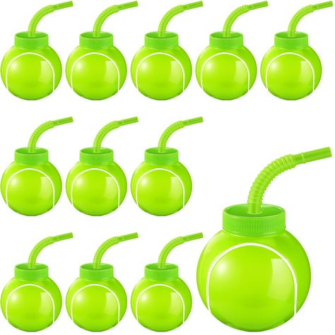 PRICES MAY VARY. Package Content: you will receive 12 tennis ball plastic cups with lids and 12 drinking straws, the quantity is enough for daily life or party use, and it can also be served as a gift to share with friends Product Capacity: tennis plastic cup is about 10 oz, measures about 3.2 inches wide and 3.4 inches high, flat bottom design, easy to hold, and can be placed flat on the table; The cute tennis cup is equipped with a long enough straw and lid, which allows children to drink wate Tennis Birthday Party, Tennis Team Gifts, Cups With Straws, Tennis Birthday, Tennis Party, Tennis Games, Straw Bottle, Tennis Team, Ball Party