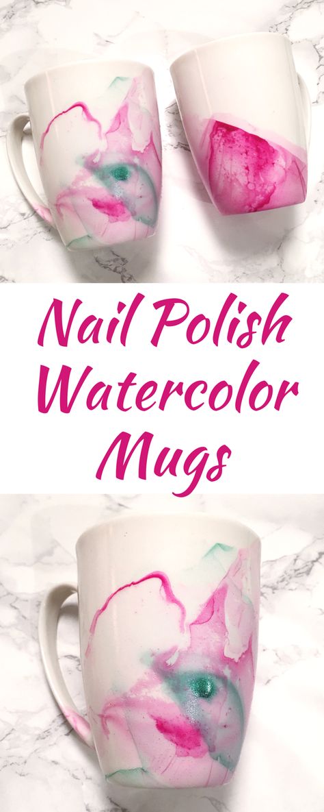 Diy Gifts In A Jar, Nail Polish Crafts Diy, Diy Christmas Mugs, Hadiah Diy, Watercolor Mug, Nail Polish Gift, Regular Nail Polish, Nail Polish Crafts, Nagellack Trends