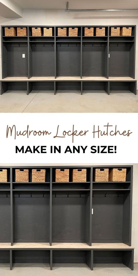 Shoe Closet Mudroom, Cubbies For Mudroom, Mudroom Lockers Diy, Garage Lockers Diy, Breezeway Storage, Diy Lockers Mudroom, Mud Room Cubby Ideas, Mudroom Locker Plans, Laundry Room Drop Zone