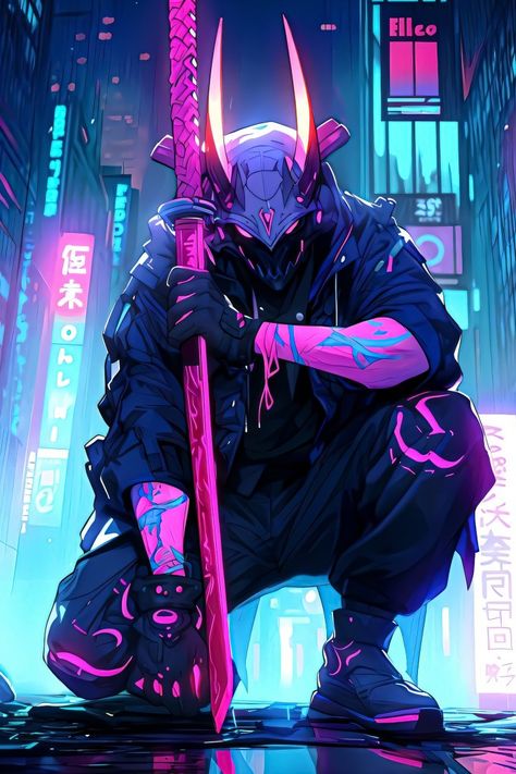 Cyberpunk Jumpsuit, Dnd Demon, Tattoo Mask, Futuristic Samurai, Cyberpunk Mask, Japanese Art Samurai, Cocktail Jumpsuit, 3d Karakter, 100k Followers