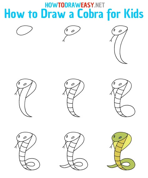 How to Draw a Cobra Easy Step by Step #Cobra #CobraDrawing #HowtoDrawaCobra #EasyDrawings #EasyDrawing #HowtoDraw #Snake #Snakes #SnakeDrawing #DrawingSnakes #Reptiles #StepbyStep #StepbyStepDrawings How To Draw A Cobra Step By Step, Cobra Drawing Easy, How To Draw Reptiles, How To Draw A Snake Step By Step, Snake Easy Drawing, How To Draw Snake, How To Draw A Snake, Snake Drawing Simple, Easy Snake Drawing