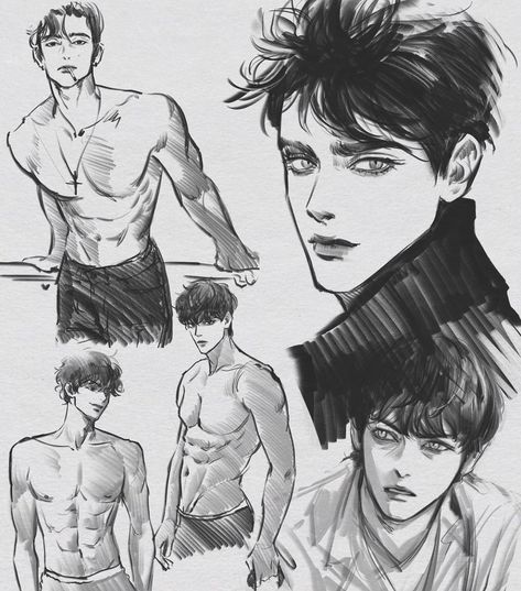 Boy Haircut Ideas, Male Art Reference, Boy Haircut, 강아지 그림, Arte Sketchbook, Extra Mile, Guy Drawing, Realistic Art, Anatomy Art