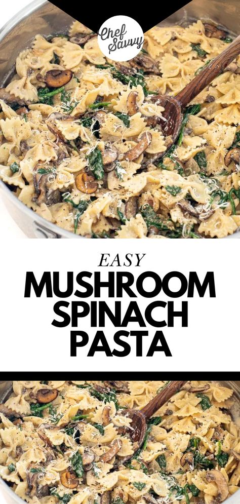 Mushroom Spinach Pasta, Spinach Pasta Recipe, Spinach Pasta Recipes, Chef Savvy, Mushroom Spinach, Creamy Parmesan Sauce, Sautéed Mushrooms, Favorite Pasta Recipes, Pasta Noodle Recipe