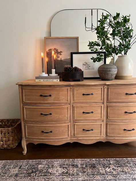 Bedroom Dresser Styling, Provincial Bedroom, Dresser Decor Bedroom, French Provincial Dresser, Bedroom Dresser, Bedroom Dressers, Dresser Decor, Master Bedrooms Decor, Flipping Furniture