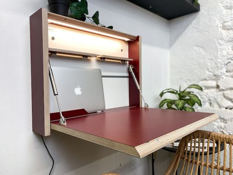 Buy Small Folding Desk Wall Desk Study Drop Down Desk Space Online in India - Etsy Desk Space Saving, Folding Study Table, Drop Down Desk, Modern Bureau, Desk Small, Small Computer Desk, Plywood Table, Study Table Designs, Space Saving Desk