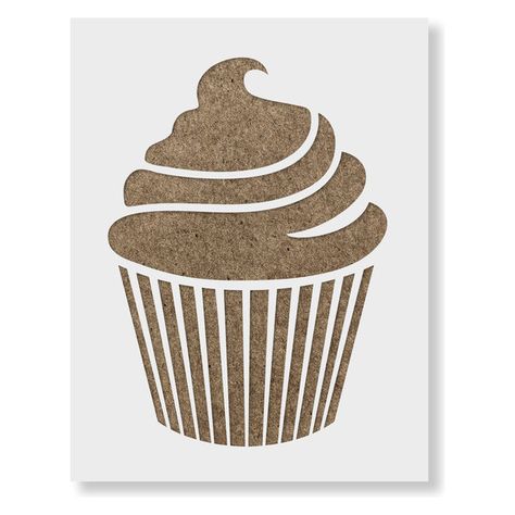 Cupcake stencil on reusable 10 mil mylar. Laser cut stencil for crafts and DIY projects. All of our stencils are cut right in the USA and shipped out in 1 business day. We use a thick mylar which will last for hundreds of uses when cleaned and stored properly. Cupcake Stencil, Banksy Stencil, Spray Paint Stencils, Cupcake Drawing, Carved Stamps, Laser Cut Stencils, Unicorn Coloring, Leaf Stencil, Hand Carved Stamps