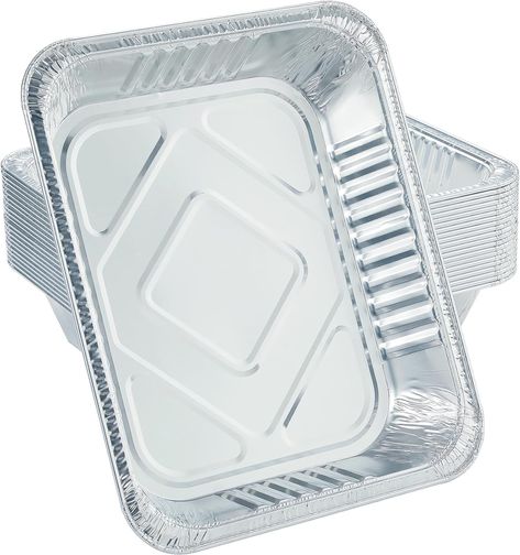 PRICES MAY VARY. Aluminum pans disposable with lids are made with lightweight but durable, high grade thick aluminum and reinforced walls for a sturdy composition. Great for different uses such as preparation pans, serving pans and even for freezer storage Excellent for use as portable food containers, storing leftovers, lining steam table trays/chafers, or serving straight to the table. Great for cooking, roasting or heating in the oven and serving straight to the table. Convenient for birthday Weber Genesis, Aluminum Foil Pans, Steam Table, Weber Grill, Freezer Storage, Aluminum Pans, Portable Food, Oven Cooking, Barbacoa