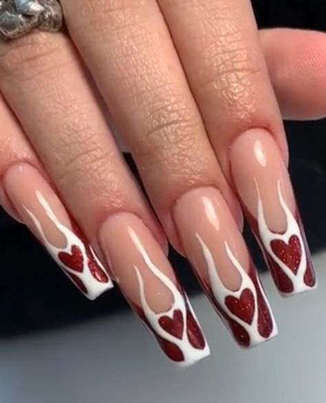 Goth Valentines Day Nails, Goth Valentines Nails, Goth Valentines Day, Cute Heart Nails, Goth Valentines, Nails Goth, Hippie Nails, February Nails, Valentines Day Nails