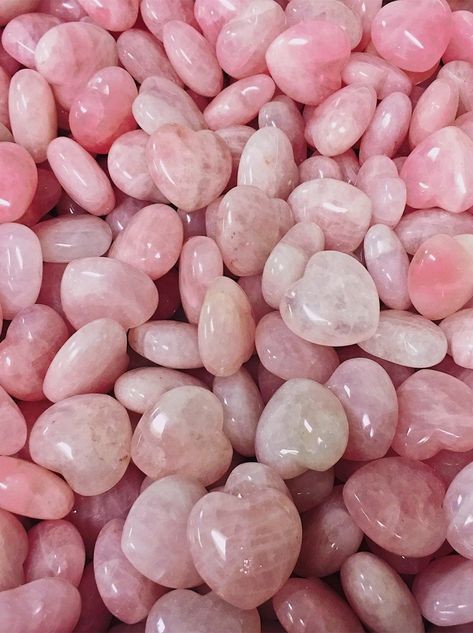 Rose Quartz hearts for our Candy Quartz Body Butter and Bath Bombs 💗 Body Butter, Pink And White, Rose Quartz, Butter, Candy, Bath, Pink, White