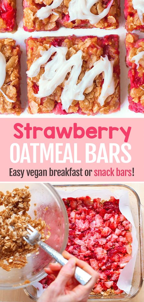 Strawberry Oatmeal Bars, Strawberry Oatmeal, Healthy Strawberry, Healthy Breakfast Recipes Easy, Snack Bars, Oatmeal Bars, Breakfast Bars, Lost 100 Pounds, Breakfast Snacks