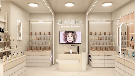 Glameria Store Design - Interior Cosmetics Shop Beauty Salon Design, Cosmetic Shop, Store Design Interior, Creative Poster Design, Salon Design, Creative Posters, Shop Interior Design, Shop Interior, Photoshop Lightroom