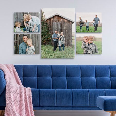 Three of a Kind Photo Canvas Gallery Wall Family Photo Canvas Wall Ideas, Family Photo Canvas Wall, Family Photo Wall Canvas Prints, Family Portrait Canvas Living Rooms, Family Photo Collage Wall Canvas Prints, Family Photo Canvas, Family Photo Gallery, Displaying Family Pictures, Family Photo Gallery Wall