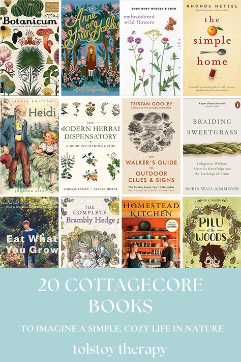 Cottagecore Reading, Cottagecore Aesthetic Books To Read, Cottage Core Books To Read, Cottagecore Books To Read, Cottagecore Movies List, Books About Nature, Cottagecore Lifestyle Tips, Cottage Core Books, Cottagecore Books Aesthetic