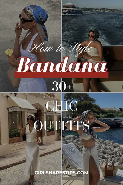 Get inspired by effortlessly chic and trendy bandana and headscarf outfit ideas that are stylish, classy, and elegant. Embrace cute old money vibes with luxury looks that make you look rich and expensive. Find outfit ideas for summer vacations, formal events, casual days, beach outings, honeymoons, brunch, going out, date nights, cottagecore aesthetics, vintage styles, European adventures, cruises, yacht parties, and pool parties. Don't forget the hairstyles! Preppy Yacht Outfit, Yacht Party Outfit Night, Night Pool Party Outfit, Yacht Party Outfit Summer, Classy Vacation Outfits, Headscarf Outfit, Island Vacation Outfits Black Women, Boat Day Outfit, Yacht Parties