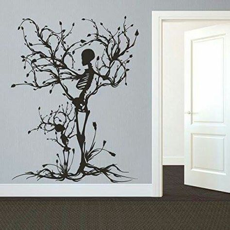 Amazon Skeleton Wall Mural, Wall Decals For Bedroom, Goth Home, Tree Wall Stickers, Skeleton Art, Wall Art For Living Room, Tree Wall Decal, Art For Living Room, Uk Kitchen