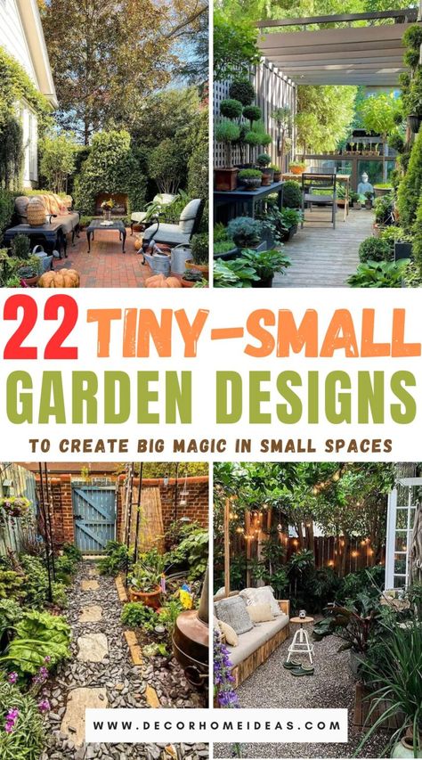 Discover big magic in small spaces with our collection of 22 tiny garden treasures. Explore creative and enchanting ideas that prove even the tiniest gardens can hold vast beauty and charm. Small Magical Garden Ideas, Pocket Garden Ideas, Sunken Garden Ideas, Small Back Gardens, Small Garden Layout, Small Garden Design Ideas, Tiny Garden Ideas, Small Outdoor Patios, Townhouse Garden