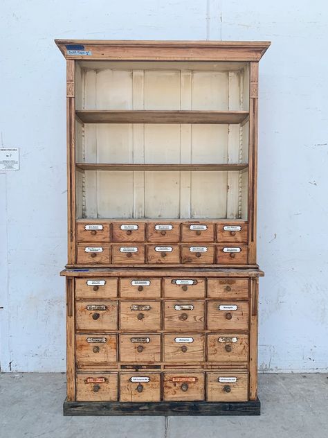 26 Drawer German Apothecary Store Cabinet – Antiquities Warehouse Built In Apothecary Cabinet, Large Apothecary Cabinet, Apothecary Display Cabinet, Vintage Apothecary Cabinet, Apothecary Store Aesthetic, Antique Apothecary Cabinet, Modern Apothecary Kitchen, Apothecary Aesthetic Kitchen, Apothecary Cabinet Plans