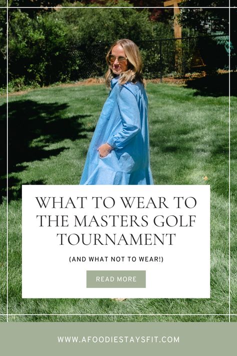 Heading to the Masters Golf Tournament and need outfit inspiration? Check out this guide on what to wear (and what NOT to wear) to the iconic event. Plus, I've included a few outfit ideas to get you started! Golf Event Outfit Woman, Women’s Masters Outfit, Golf Woman Outfit, Pga Spectator Attire Women, Masters Party Outfit Women, Gold Tournament Outfit Women, Golf Tournament Outfit Spectator Classy, Pga Outfit Women Spectator, Waste Management Golf Tournament Outfit