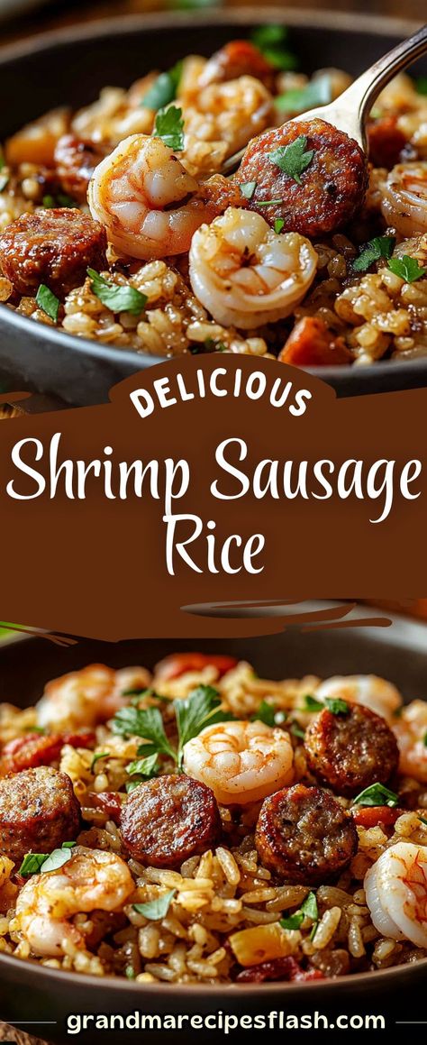 A hearty, flavor-packed Shrimp Sausage Dirty Rice recipe combining seasoned shrimp, savory sausage, and aromatic spices with perfectly cooked rice. This one-pan dish is ideal for a weeknight dinner or an easy meal prep option Dirty Rice Recipe With Sausage, Sausage And Shrimp Recipes, Shrimp And Rice Casserole, Dirty Rice Recipe Easy, Crab And Shrimp Recipe, Seasoned Shrimp, Dirty Rice Recipe, Shrimp And Rice Recipes, Sausage Recipes For Dinner