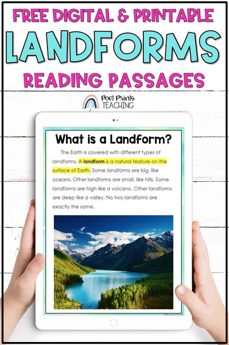 What is a landform? Which landforms are around your school? If you're looking to teach about LANDFORMS this year, then snag these FREE Landforms reading passages and read about my favorite activities and lessons for teaching about landforms in 3rd and 4th grades Landforms 3rd Grade, Landforms Anchor Chart, Teaching Landforms, Landforms Activities, Landform Projects, Water Forms, Science Lessons Elementary, Grade 2 Science, Teaching Geography