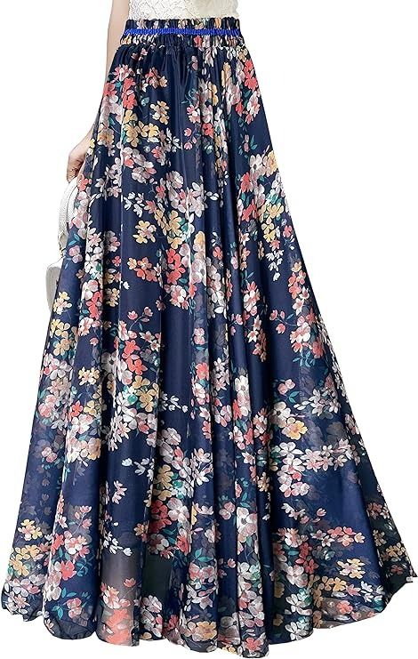 Amazon.com: Afibi Womens Blending Chiffon Retro Long Maxi Skirt Vintage Dress (Small, Pattern 139) : Clothing, Shoes & Jewelry Maxi Skirt Vintage, Long Chiffon Skirt, Long Maxi Skirt, Beach Skirt, Long Maxi Skirts, Skirt Vintage, Long Maxi, Vintage Pattern, Vintage Dress