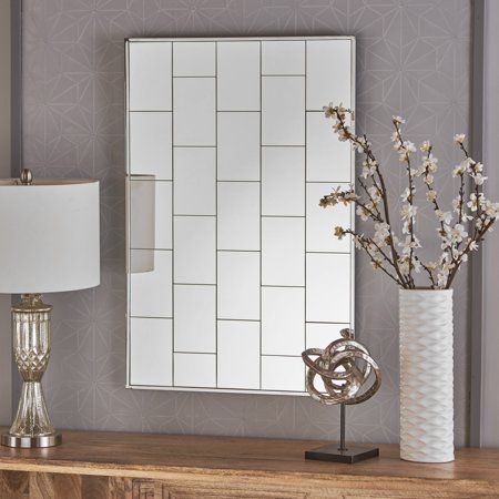 Noble Houe Glam Brick Patterned Wall Mirror,Clear Entryway Mirror With Hooks, Hallway Walls, Wall Mirrors Entryway, Patterned Wall, Silver Wall Mirror, Entryway Mirror, Mirror Wall Bedroom, Brick Pattern, Mirror With Hooks