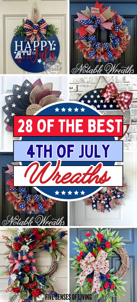 4th of July wreaths 2023: Are you looking for cute 4th of July wreath ideas to decorate your front door with this Independence Day? If so, we have the most patriotic 4th of July door wreaths including 4th of July wreath diy, 4th of July wreaths for front door, 4th of July wreath deco mesh, 4th of July wreath ideas, 4th of July wreath 2023, burlap 4th of July wreath, and more. Diy 4th Of July Wreaths For Front Door, Independence Day Wreath, Fourth Of July Wreaths Diy, July 4 Wreaths Red White Blue, July 4 Wreaths Diy, Fourth Of July Wreath Ideas, Patriotic Ribbon Wreath Diy, 4 Of July Wreath, Red White Blue Wreaths For Front Door